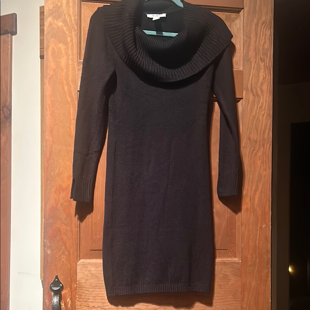 Elegant Black Cowl Neck Sweater Dress